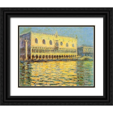 Doges Palace Seen From San Giorgio Black Ornate Wood Framed Art Print with Double Matting by Monet, Claude