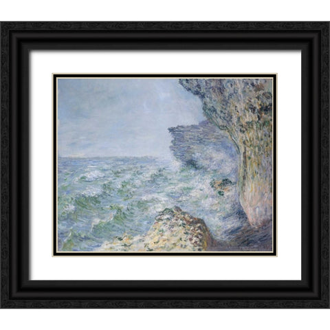 The Sea At Fecamp 1881 Black Ornate Wood Framed Art Print with Double Matting by Monet, Claude