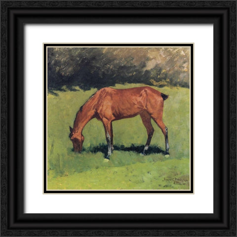 A Study Black Ornate Wood Framed Art Print with Double Matting by Remington, Frederic