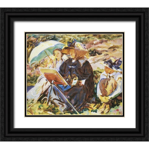 Simplon Pass, the Lesson Black Ornate Wood Framed Art Print with Double Matting by Sargent, John Singer