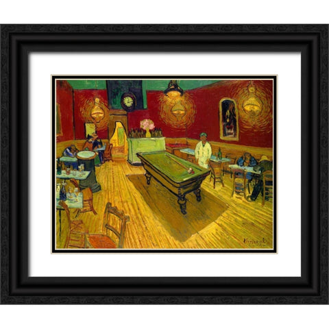 The Night Cafe, 1888 Black Ornate Wood Framed Art Print with Double Matting by Van Gogh, Vincent