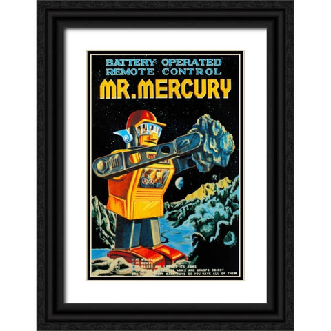 Battery Operated Remote Control Mr. Mercury Black Ornate Wood Framed Art Print with Double Matting by Retrobot