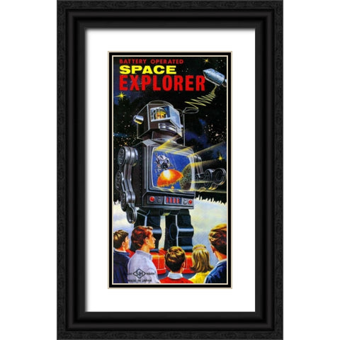 Battery Operated Space Explorer Black Ornate Wood Framed Art Print with Double Matting by Retrobot