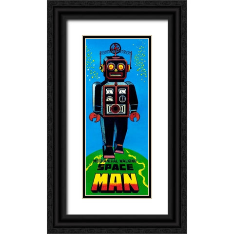 Mechanical Walking Space Man Black Ornate Wood Framed Art Print with Double Matting by Retrobot