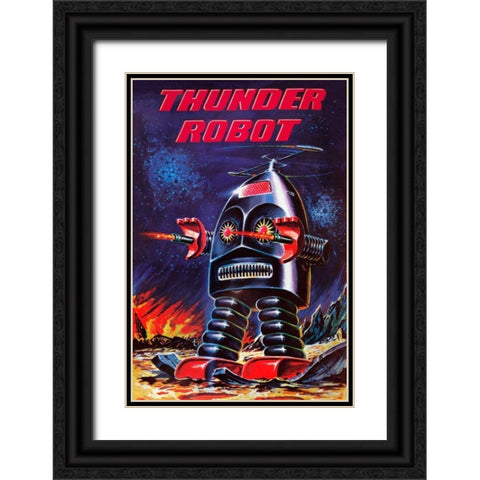 Thunder Robot Black Ornate Wood Framed Art Print with Double Matting by Retrobot