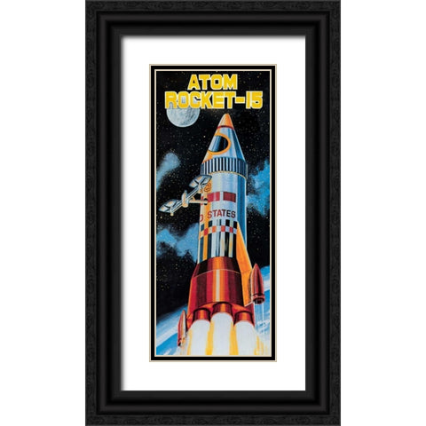Atom Rocket-15 Black Ornate Wood Framed Art Print with Double Matting by Retrobot