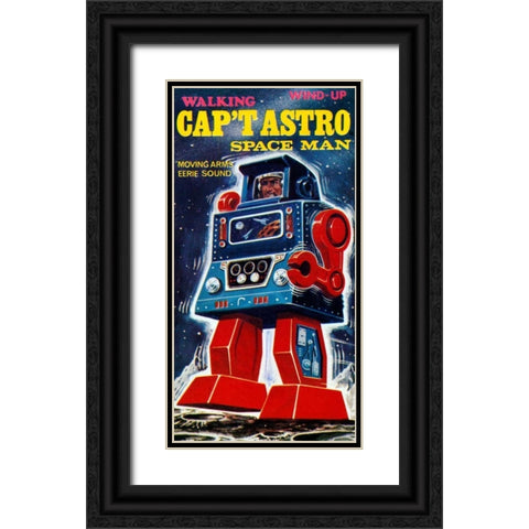 Cap t Astro Space Man Black Ornate Wood Framed Art Print with Double Matting by Retrobot