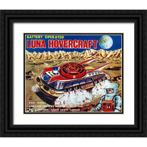 Luna Hovercraft Black Ornate Wood Framed Art Print with Double Matting by Retrobot
