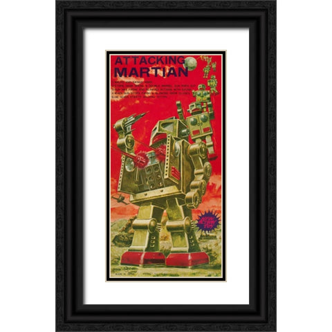 Attacking Martian Black Ornate Wood Framed Art Print with Double Matting by Retrobot