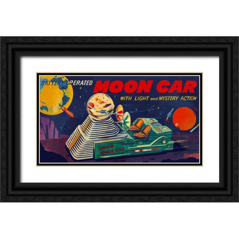 Moon Car Black Ornate Wood Framed Art Print with Double Matting by Retrobot