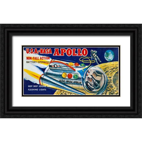 U.S.A. - NASA Apollo Black Ornate Wood Framed Art Print with Double Matting by Retrobot