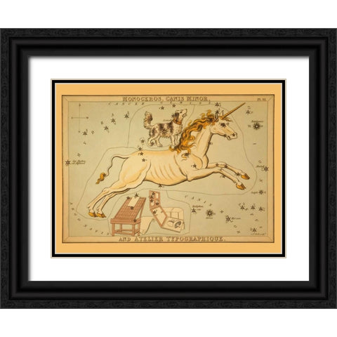 Monoceros, Canis Minor, and Atelier Typographique Black Ornate Wood Framed Art Print with Double Matting by Aspin, Jehoshaphat