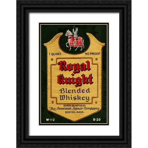 Royal Knight Blended Whiskey Black Ornate Wood Framed Art Print with Double Matting by Vintage Booze Labels