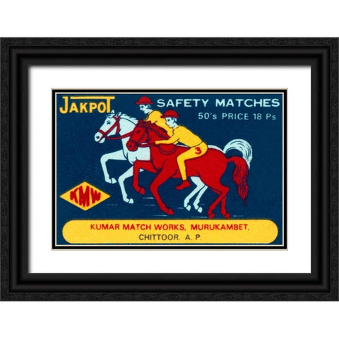 Jakpot Safety Matches Black Ornate Wood Framed Art Print with Double Matting by Phillumenart