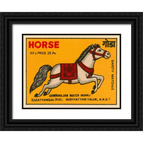 Horse Matches Black Ornate Wood Framed Art Print with Double Matting by Phillumenart