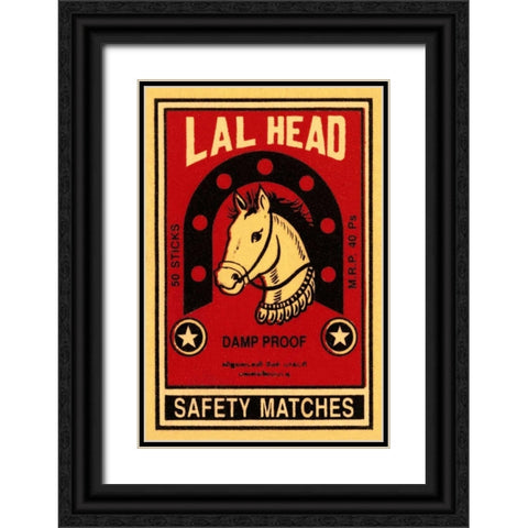 LAL Head Safety Matches Black Ornate Wood Framed Art Print with Double Matting by Phillumenart
