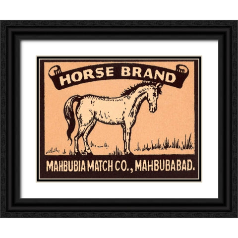 Horse Brand Matches Black Ornate Wood Framed Art Print with Double Matting by Phillumenart