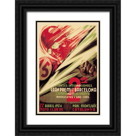 2nd International Barcelona Grand Prix Black Ornate Wood Framed Art Print with Double Matting by Unknown