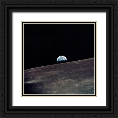 Earthrise, viewed from Apollo 10, 1969 Black Ornate Wood Framed Art Print with Double Matting by NASA