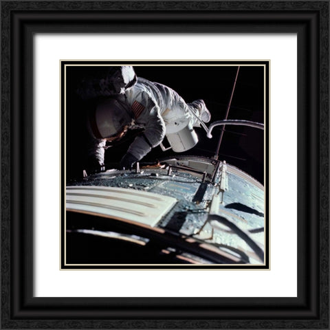 Extra Vehicular Activity, Apollo 17, 1972 Black Ornate Wood Framed Art Print with Double Matting by NASA