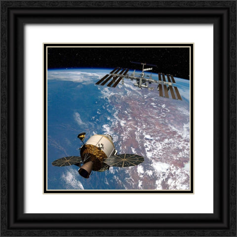 Orion Docking at the International Space Station, Project Constellation Black Ornate Wood Framed Art Print with Double Matting by NASA