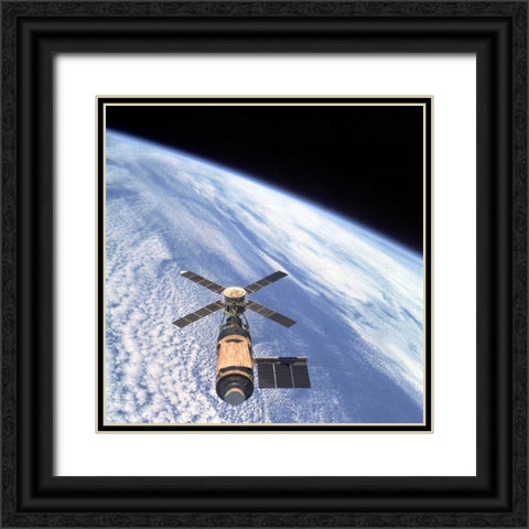 Skylab Orbital Workshop, viewed from Skylab 4 CSM, 1974 Black Ornate Wood Framed Art Print with Double Matting by NASA