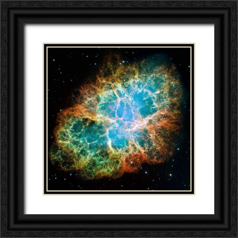 Crab Nebula Mosaic Black Ornate Wood Framed Art Print with Double Matting by NASA