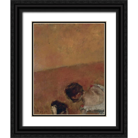 Danseuses Montant Un Escalier - left Black Ornate Wood Framed Art Print with Double Matting by Degas, Edgar