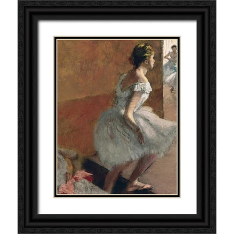 Danseuses Montant Un Escalier - center Black Ornate Wood Framed Art Print with Double Matting by Degas, Edgar