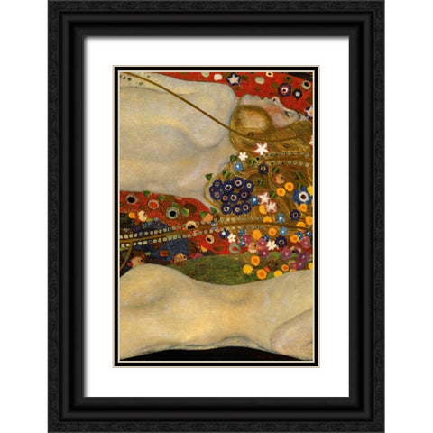 Sea Serpents V - center Black Ornate Wood Framed Art Print with Double Matting by Klimt, Gustav