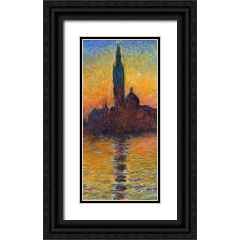 Twilight Venice - left Black Ornate Wood Framed Art Print with Double Matting by Monet, Claude
