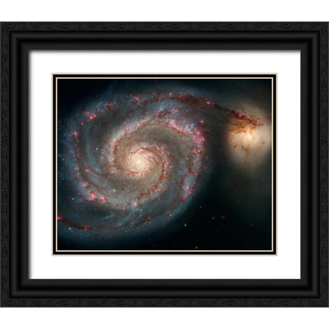M51 - The Whirlpool Galaxy Black Ornate Wood Framed Art Print with Double Matting by NASA