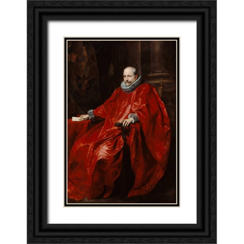 Portrait of Agostino Pallavicini Black Ornate Wood Framed Art Print with Double Matting by Van Dyck, Anthony