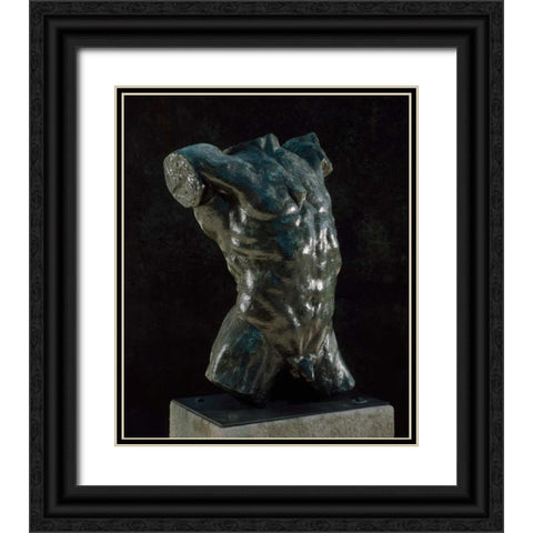 Marsyas - Torso of The Falling Man, ca. 1882-1889 Black Ornate Wood Framed Art Print with Double Matting by Rodin, Auguste
