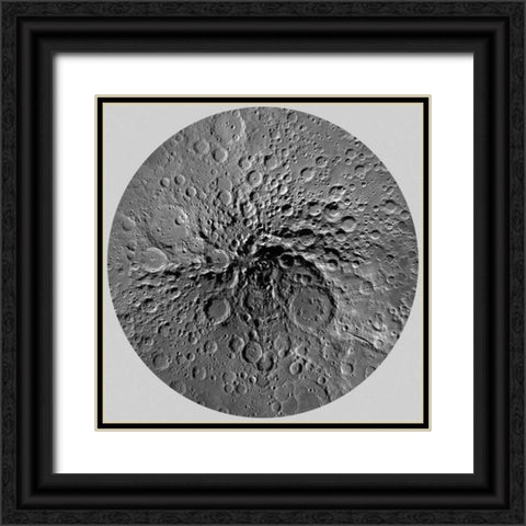 Unmarked Map of the Moon, South Pole Black Ornate Wood Framed Art Print with Double Matting by US Geological Survey