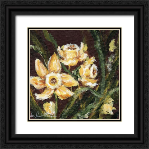 Sweet Little Daffodils Black Ornate Wood Framed Art Print with Double Matting by Hilburn, Amanda