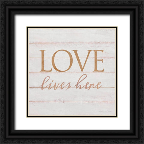 Love Lives Here Black Ornate Wood Framed Art Print with Double Matting by Bluebird Barn
