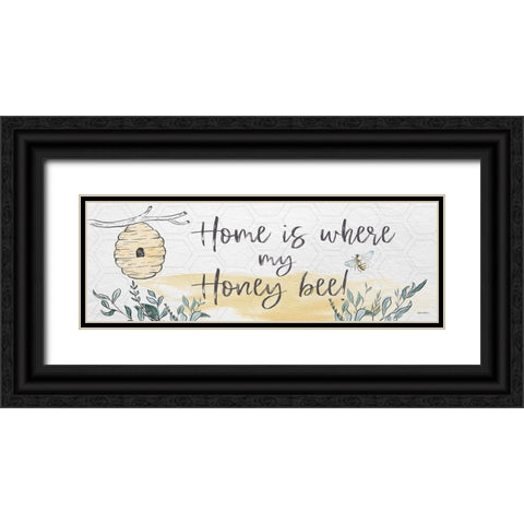 Home Is Where My Honey Bee Black Ornate Wood Framed Art Print with Double Matting by Boyer, Susie