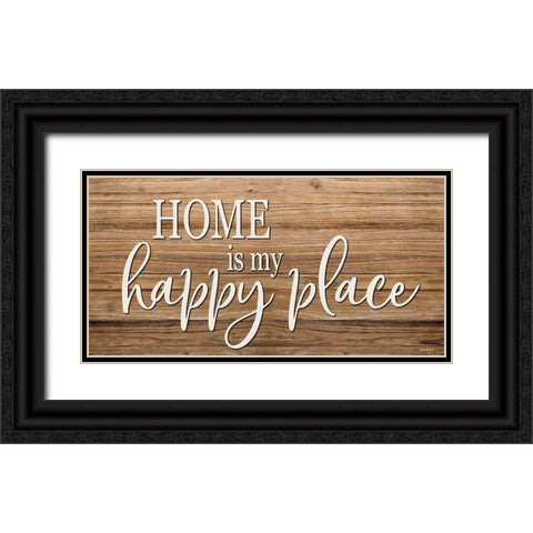 Home is My Happy Place Black Ornate Wood Framed Art Print with Double Matting by Boyer, Susie