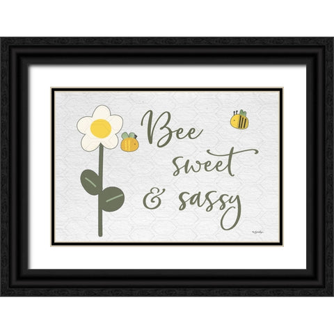 Bee Sweet And Sassy Black Ornate Wood Framed Art Print with Double Matting by Boyer, Susie