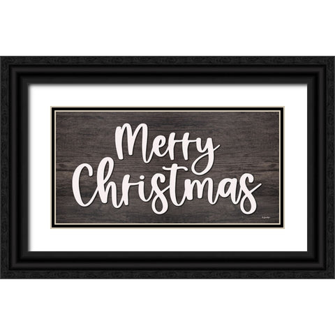 Merry Christmas Sign Black Ornate Wood Framed Art Print with Double Matting by Boyer, Susie