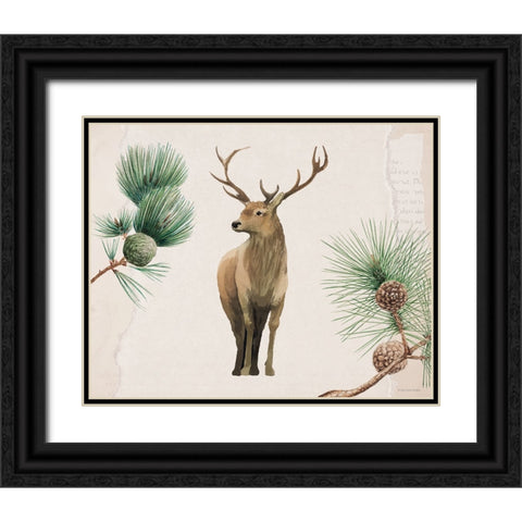 Deer in the Pines Black Ornate Wood Framed Art Print with Double Matting by Lady Louise Designs