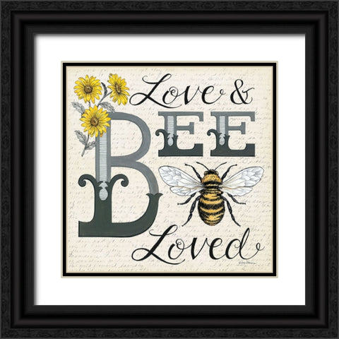 Love And Bee Loved Black Ornate Wood Framed Art Print with Double Matting by Strain, Deb