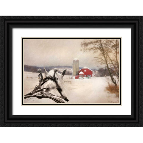 Sleigh Ride in the Country Black Ornate Wood Framed Art Print with Double Matting by Deiter, Lori