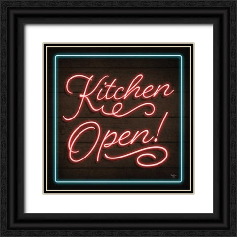 Neon Kitchen Open Black Ornate Wood Framed Art Print with Double Matting by Mollie B.