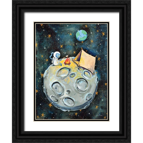 Camping Astronaut Black Ornate Wood Framed Art Print with Double Matting by Nieman, Rachel