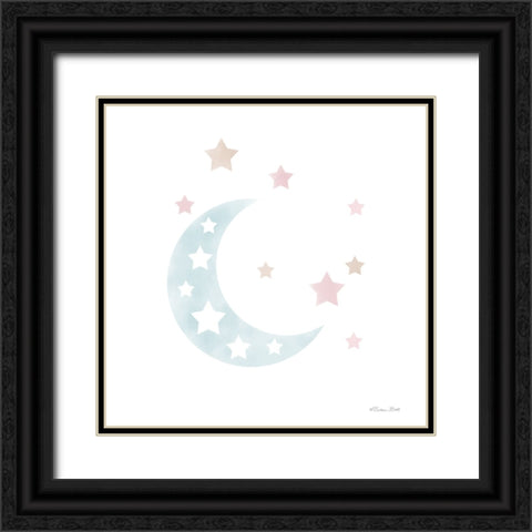 Watercolor Moon Black Ornate Wood Framed Art Print with Double Matting by Ball, Susan