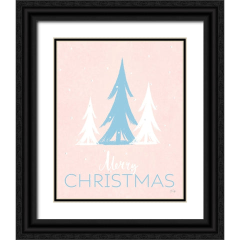 Merry Christmas Black Ornate Wood Framed Art Print with Double Matting by Yass Naffas Designs