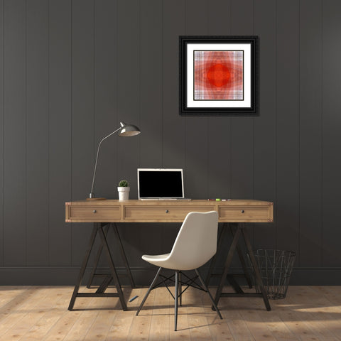 Orange and white quilt-like abstract Black Ornate Wood Framed Art Print with Double Matting by Jaynes Gallery