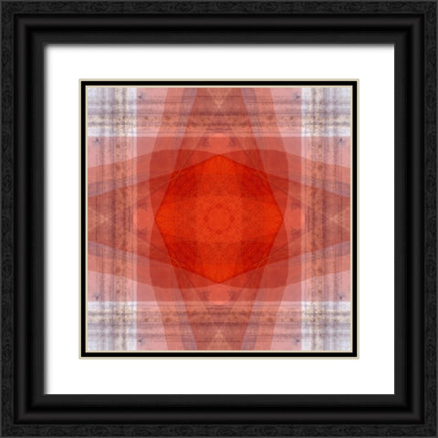 Orange and white quilt-like abstract Black Ornate Wood Framed Art Print with Double Matting by Jaynes Gallery